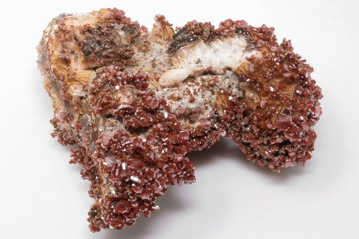 5.4" Ruby Red Vanadinite Crystals on White Barite - Top Quality